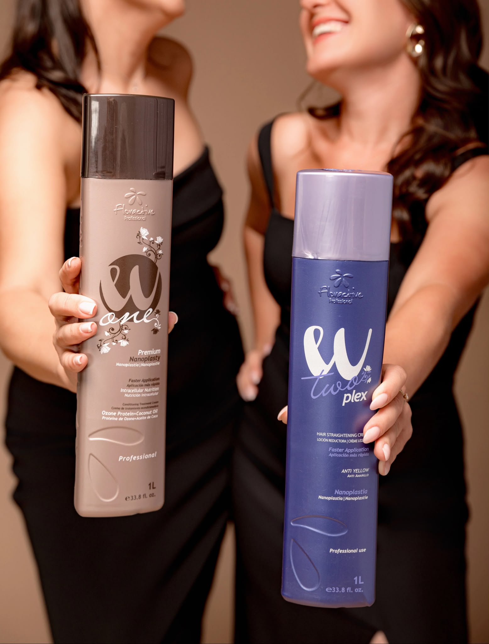 Floractive Nanoplasty treatment products held in the Esencia Hair Studio